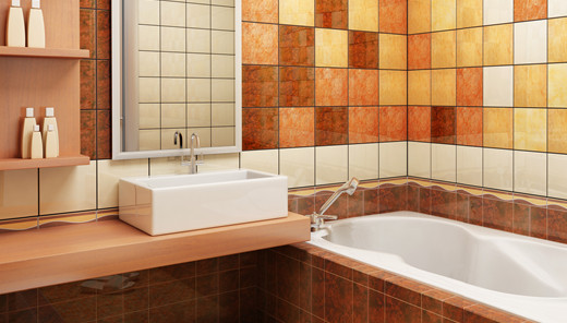 На фото представлен дизайн интерьера ванной комнаты с комбенацией цветов светло-коричневого и белого